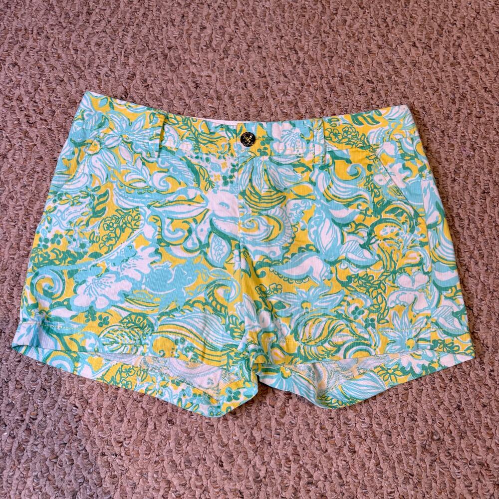 Lilly Pulitzer Yellow‎ Callahan Shorts Beach Colorful Green Yellow Blue Size 8